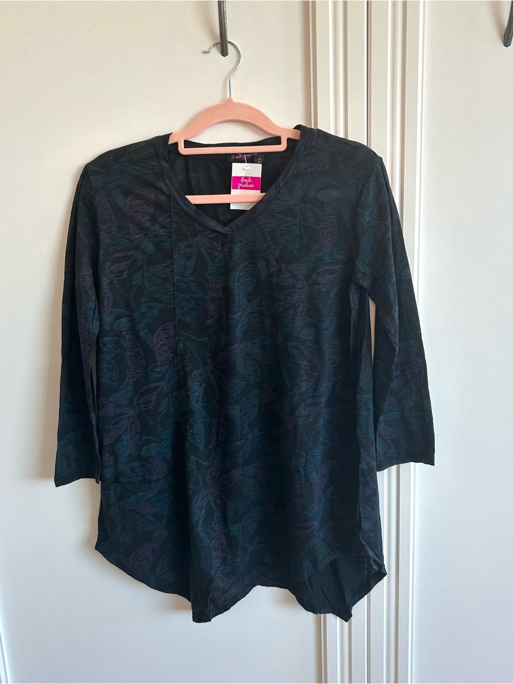 Fresh Produce Next Style Top | XS | Black Floral | NWT | 100% Cotton